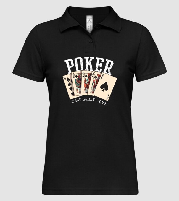 Poker All in minta fekete pólón