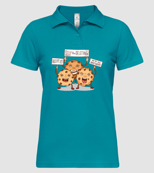 Cookie Tüntetés minta türkiz pólón