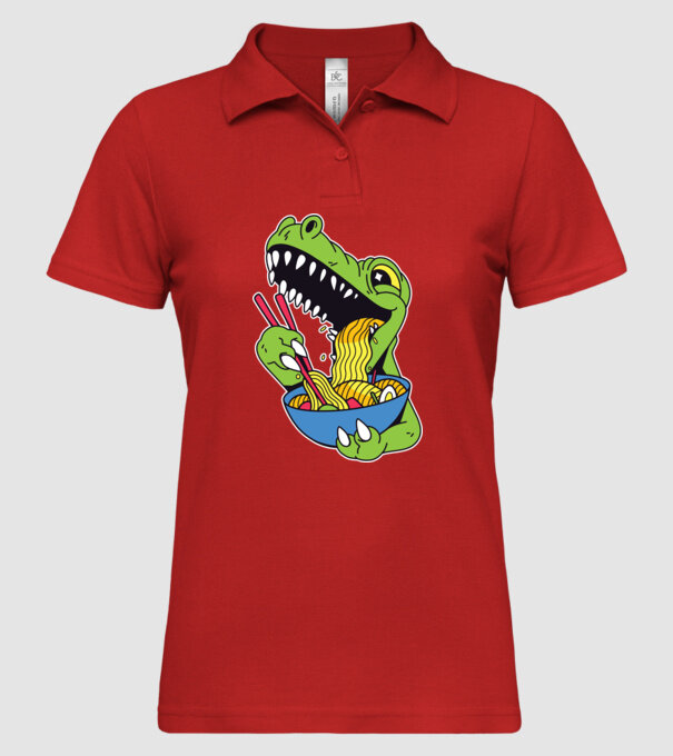 T-rex Ramen minta piros pólón