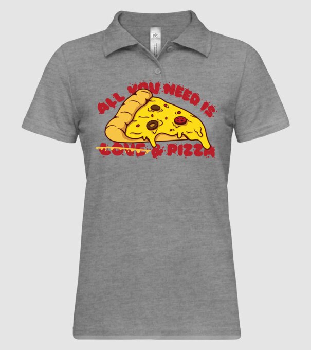 All You Need is Love and Pizza minta szürke pólón