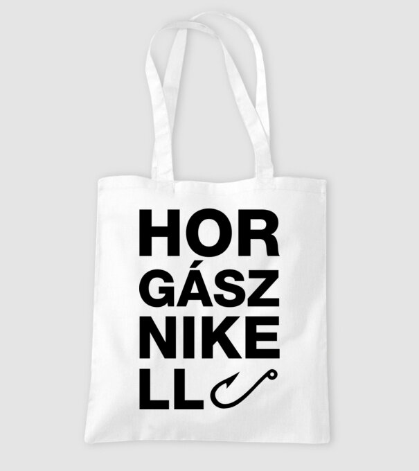 Horgásznikell felirat világos pólóra minta fehér pólón
