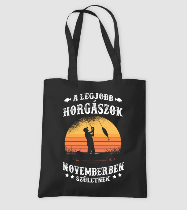 A legjobb Horgászok Novemberben születnek minta fekete pólón