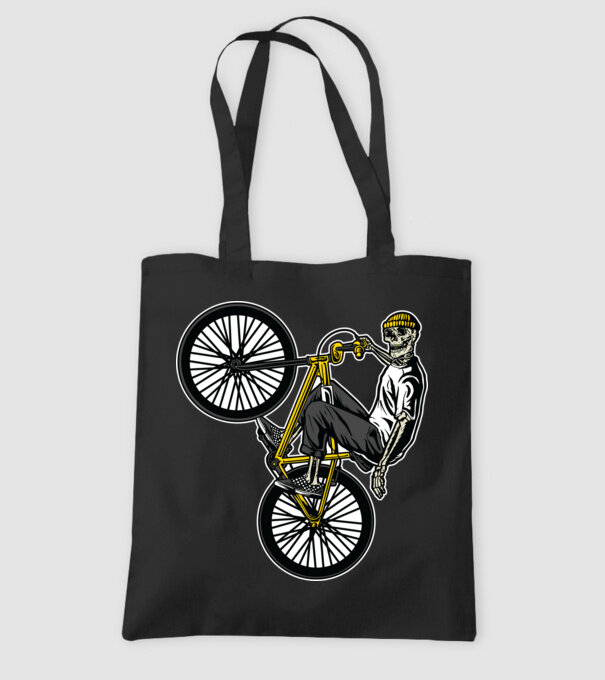 Csontváz BMX minta fekete pólón