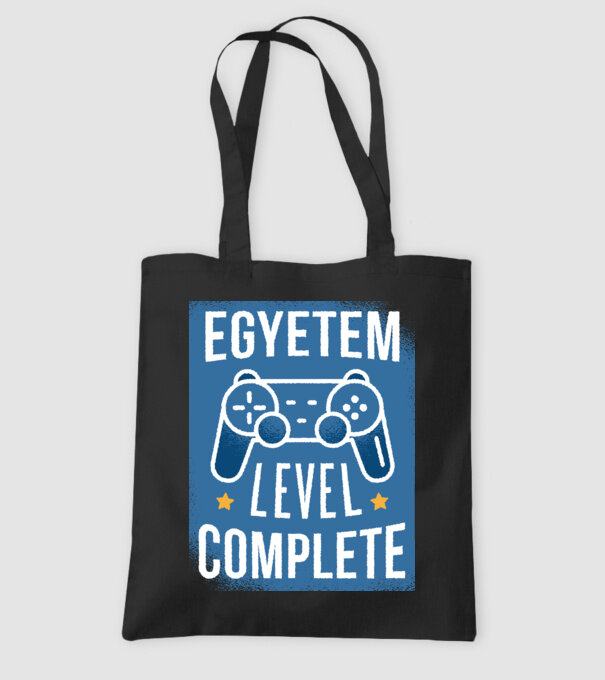 Egyetem level completed minta fekete pólón