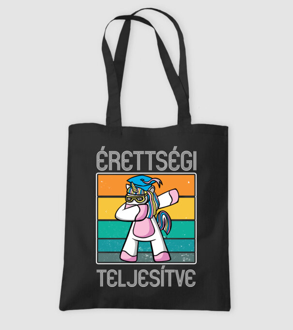 Érettségi teljesítve unikornis minta fekete pólón