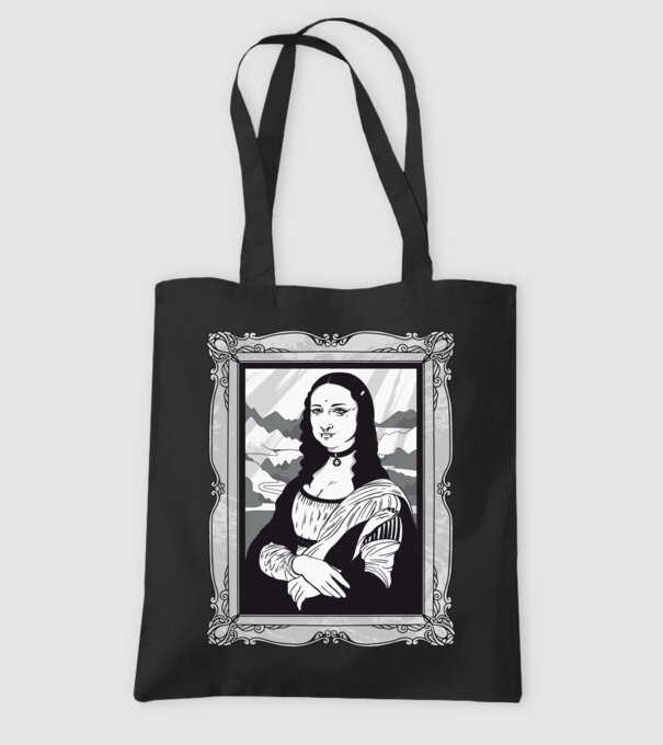 Gótikus Mona Lisa minta fekete pólón
