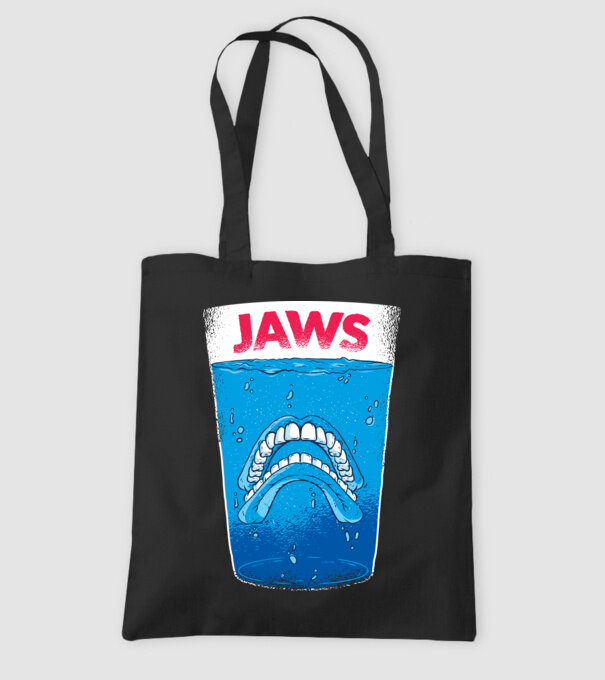 Jaws Fogak paródia póló minta fekete pólón