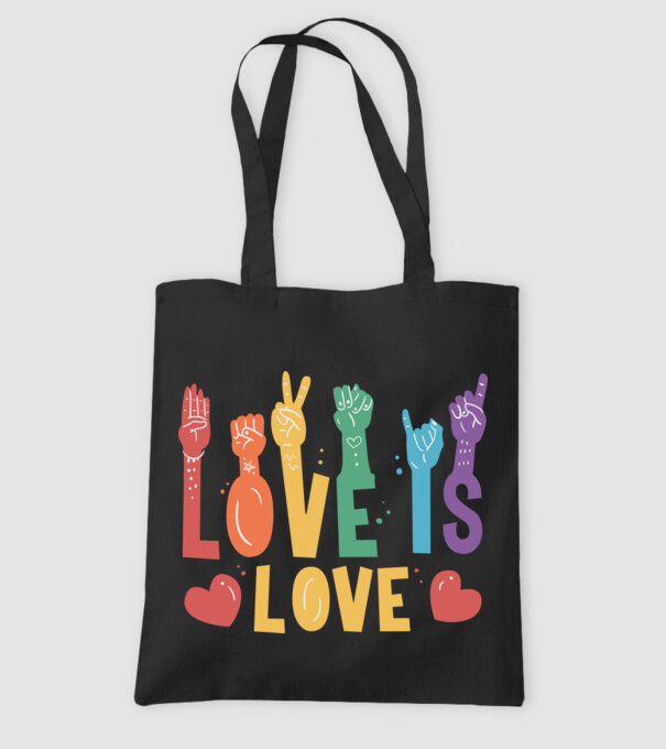 Love is love LGBTQ szerelem minta fekete pólón
