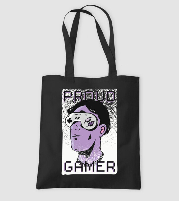 Proud Gamer VR szemüveg minta fekete pólón