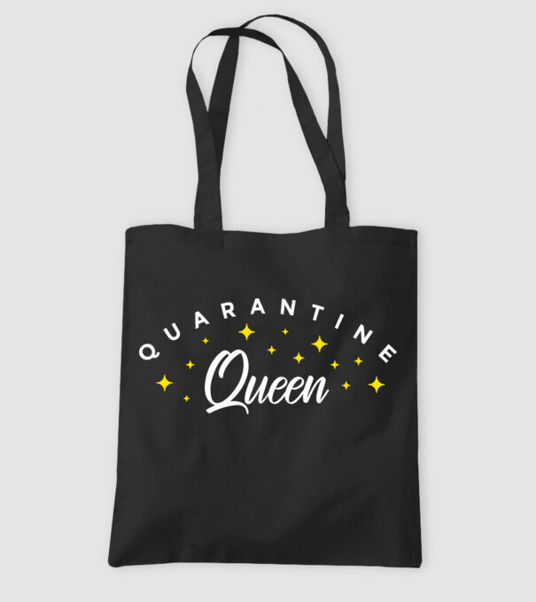 Quarantine queen minta fekete pólón