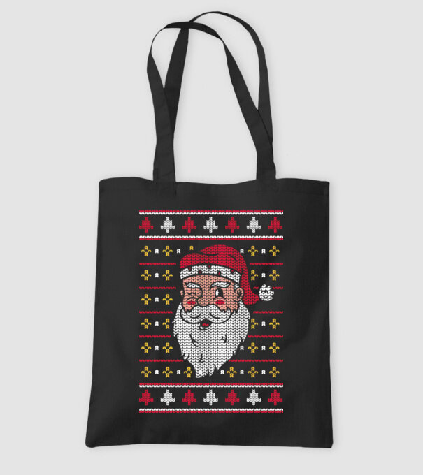 Télapó Ugly Sweater minta fekete pólón