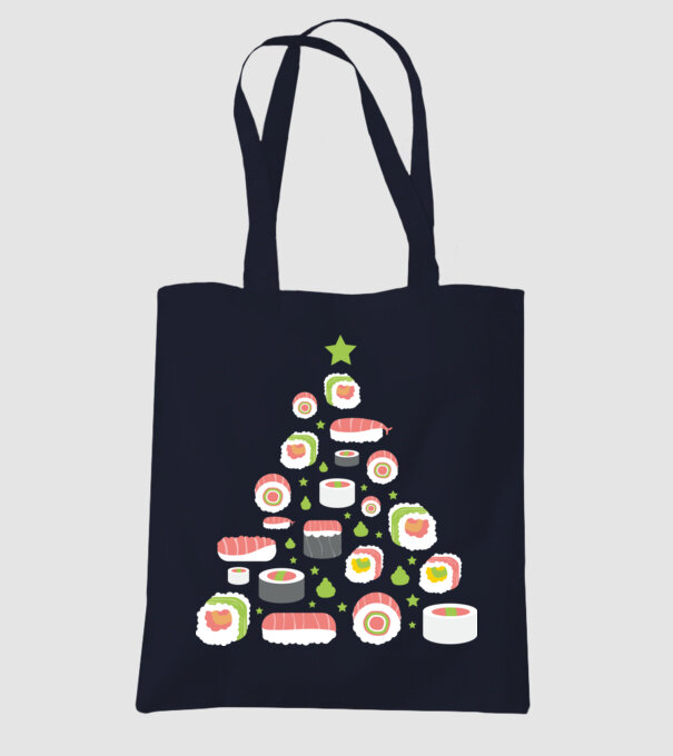 Sushi Karácsonyfa minta sötétkék pólón