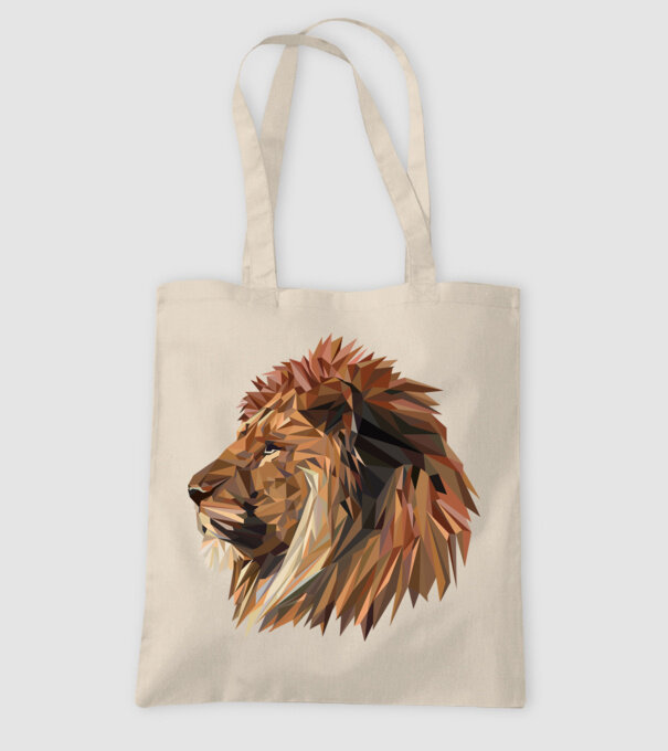 lion polygon minta homokszín pólón