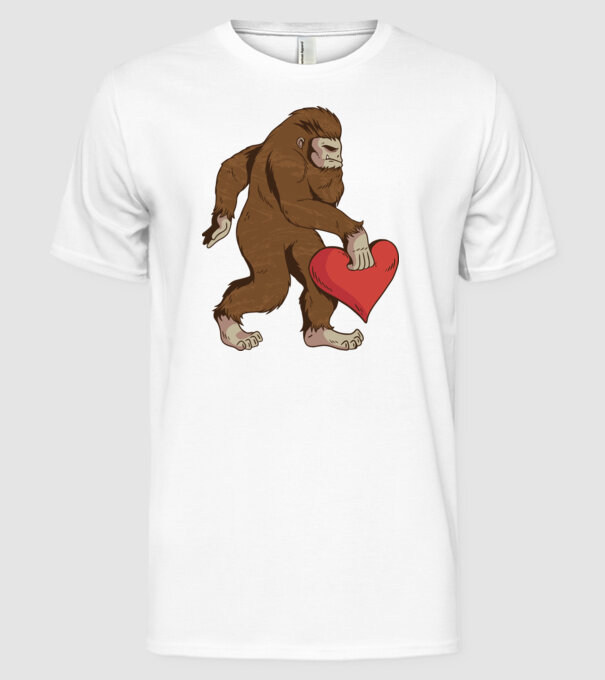 Bigfoot Jeti szívvel minta fehér pólón