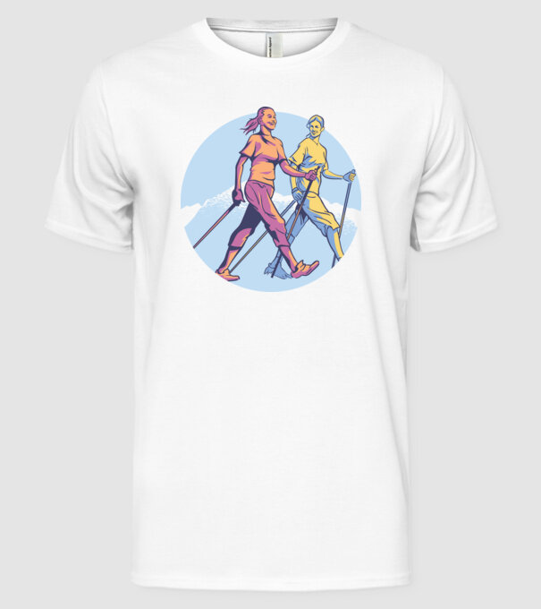 Nordic Walking minta fehér pólón