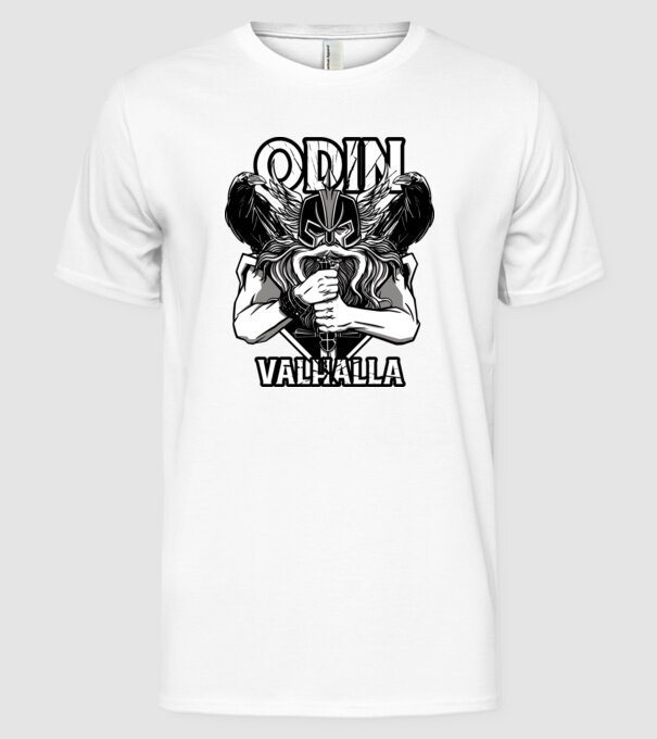 Odin Valhalla minta fehér pólón