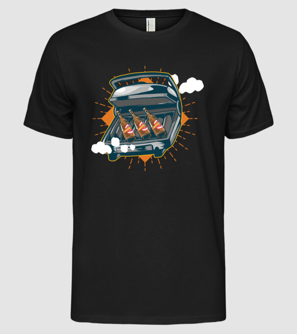 BBQ Sör minta fekete pólón
