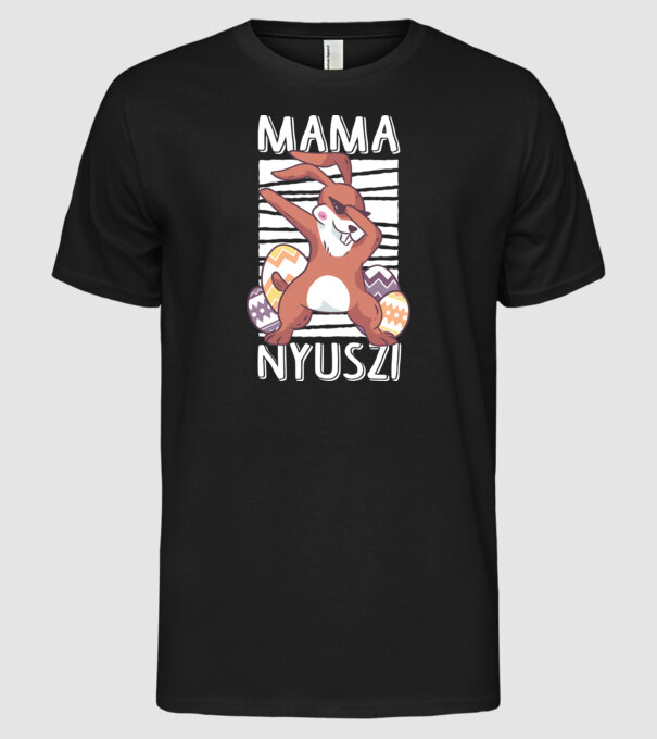 Mama nyuszi minta fekete pólón