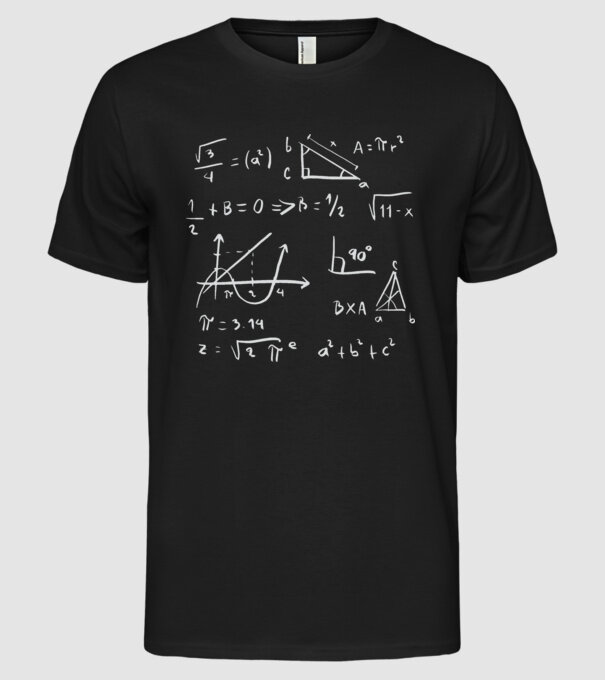 Matematika Képletek minta fekete pólón