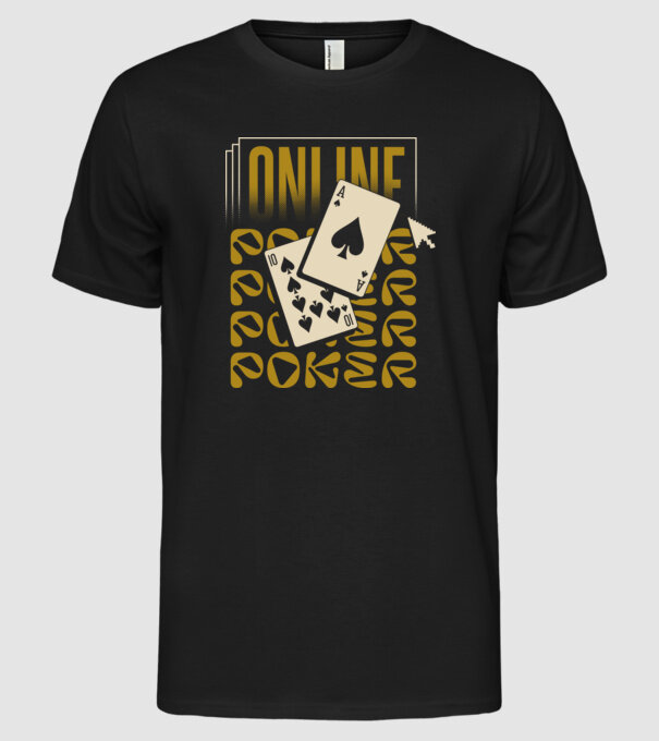 Online Póker minta fekete pólón