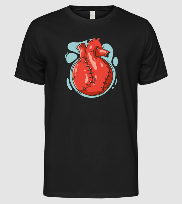 Softball Heart minta fekete pólón