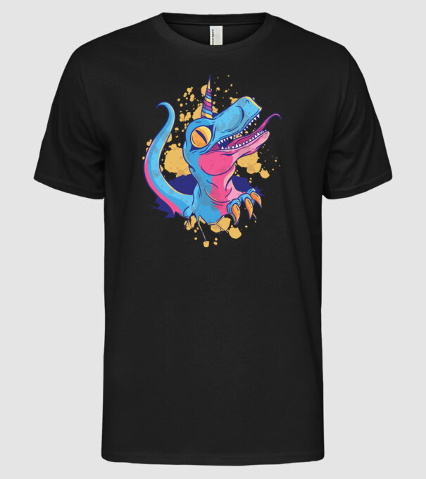 Unicornsaurus - Unikornis Dinoszaurusz minta fekete pólón