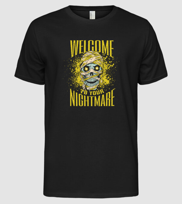 Welcome to your Nightmare Halloween minta fekete pólón