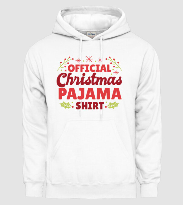 Karácsonyi Pijama minta fehér pólón