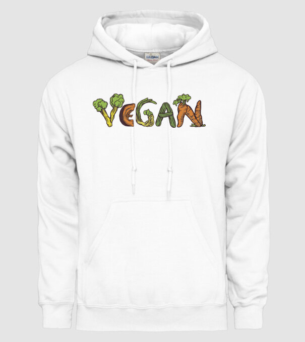 Vegán Zöldség felirat minta fehér pólón