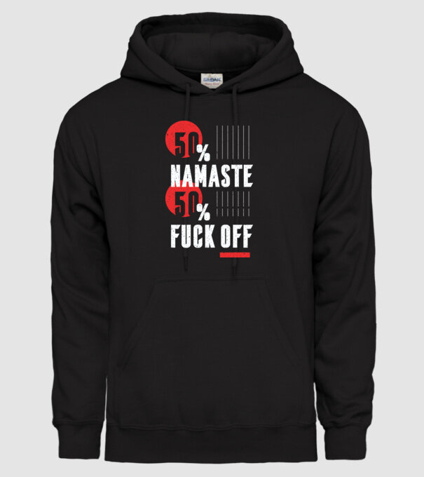 50 Namaste 50 Fuck Off minta fekete pólón