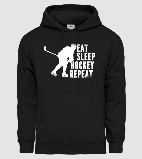 Eat Sleep Hockey Repeat minta fekete pólón