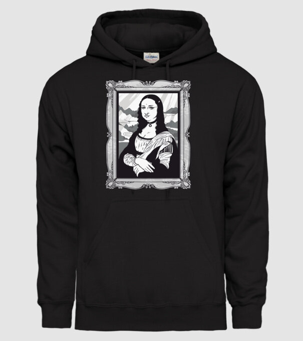 Gótikus Mona Lisa minta fekete pólón