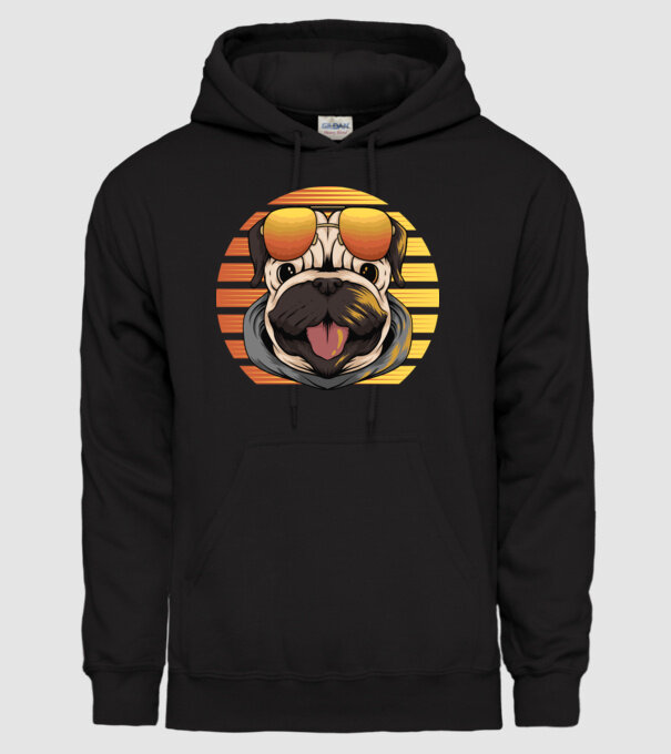 Retro mopsz minta fekete pólón