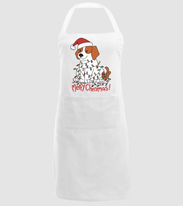 Beagle Boldog Karácsonyt! minta fehér pólón