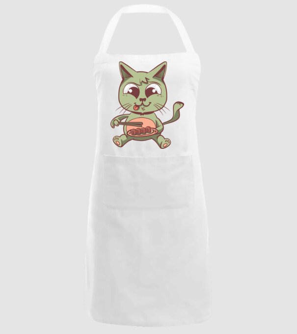 Cica Sushi minta fehér pólón