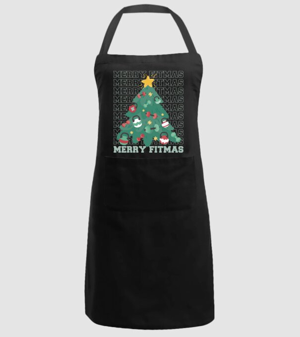 Merry Fitmas Karácsonyfa Fitness minta fekete pólón