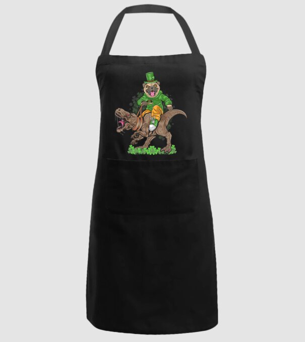 St Patrick Mopsz Dinoszaurusz minta fekete pólón