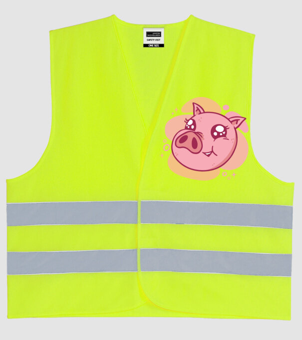 Cuki malac minta neonsárga pólón
