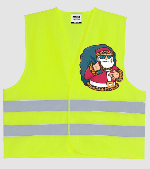 Pimp Mikulás minta neonsárga pólón