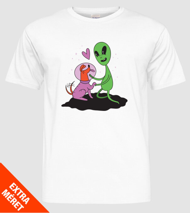 Alien Kutyával minta fehér pólón