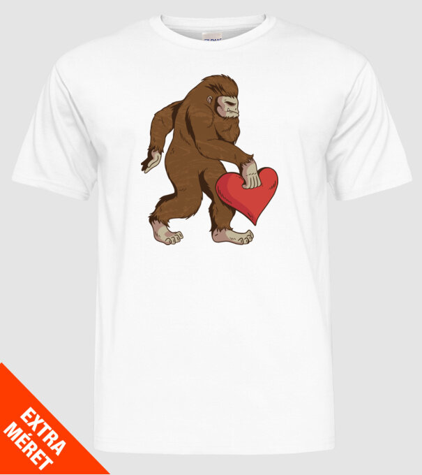 Bigfoot Jeti szívvel minta fehér pólón