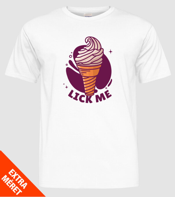 Lick Me minta fehér pólón