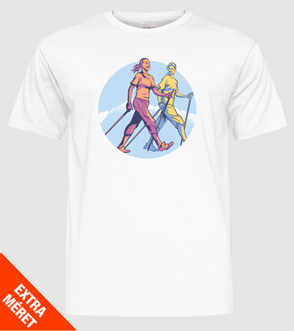Nordic Walking minta fehér pólón