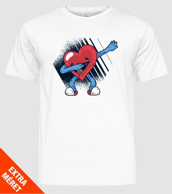 Szív DAB Floss Heart vicces póló Valentin napra minta fehér pólón