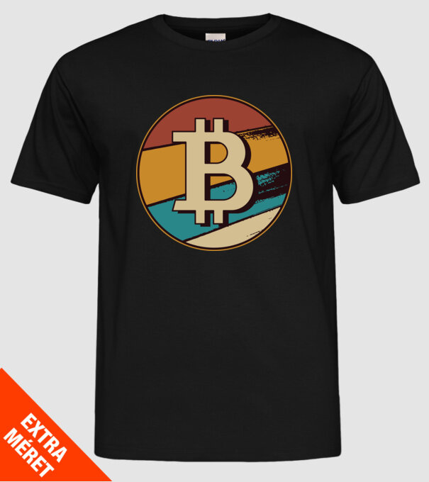 Bitcoin retro minta fekete pólón