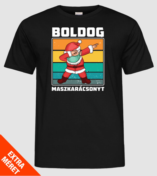 Boldog Macskarácsonyt minta fekete pólón