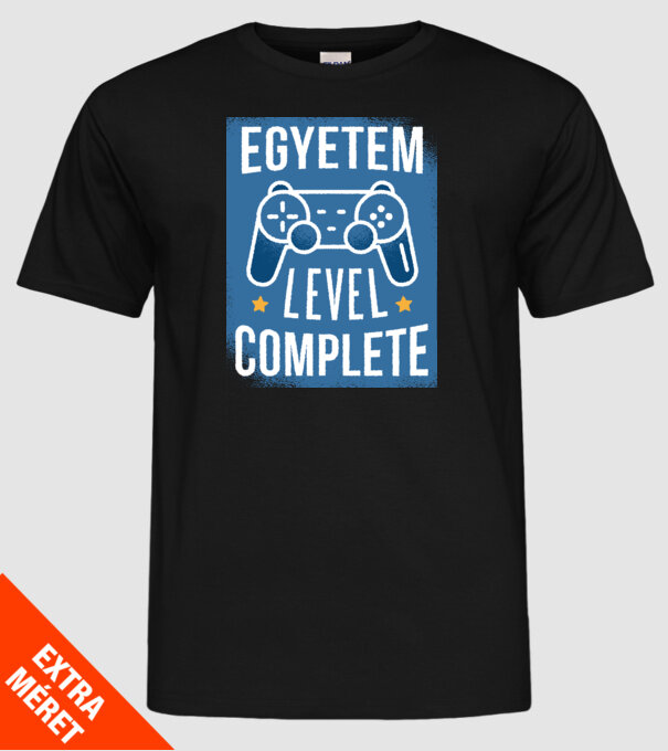 Egyetem level completed minta fekete pólón