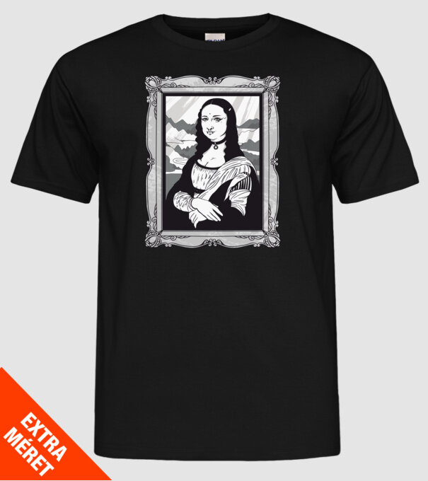 Gótikus Mona Lisa minta fekete pólón