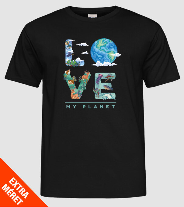 Love my Planet - Szeresd a Földet minta fekete pólón