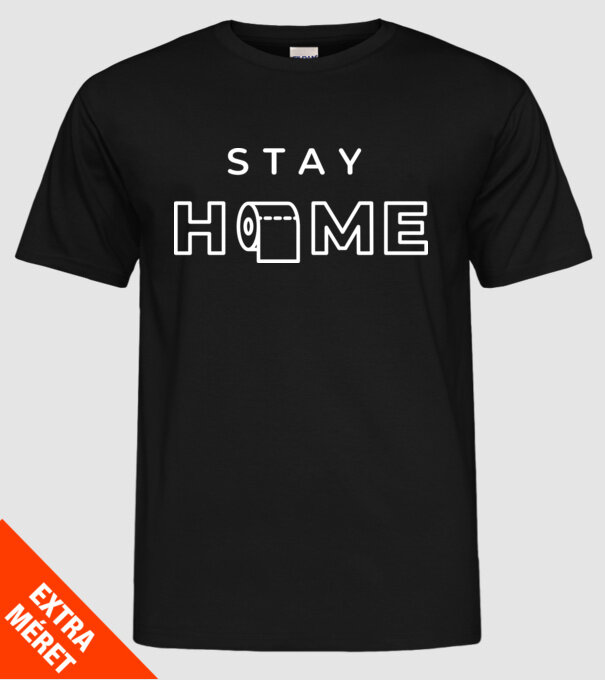 Stay home Wc papír minta fekete pólón